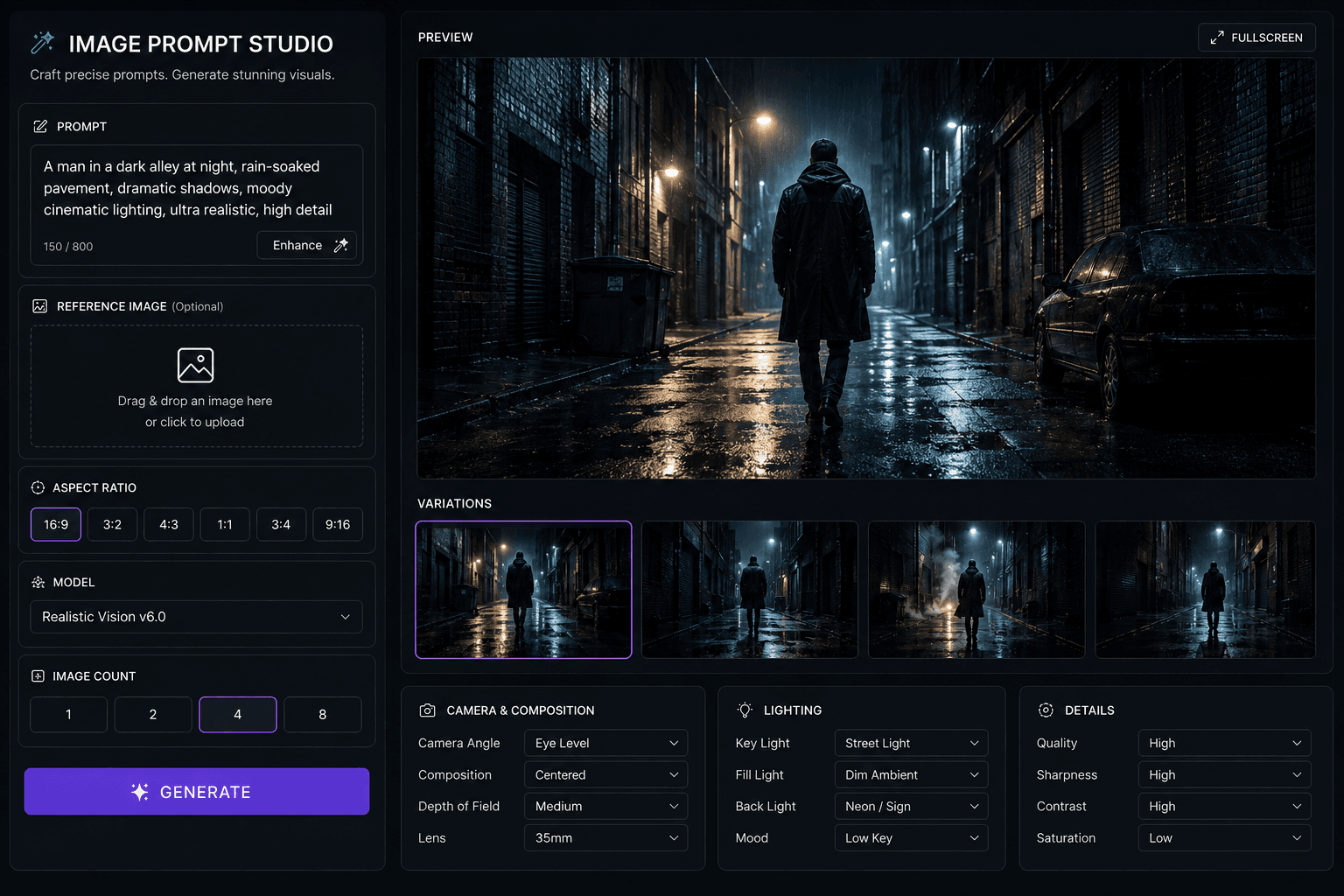 Image prompt studio workflow visual
